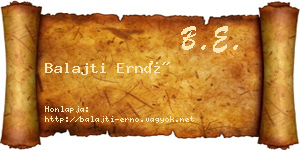 Balajti Ernő névjegykártya